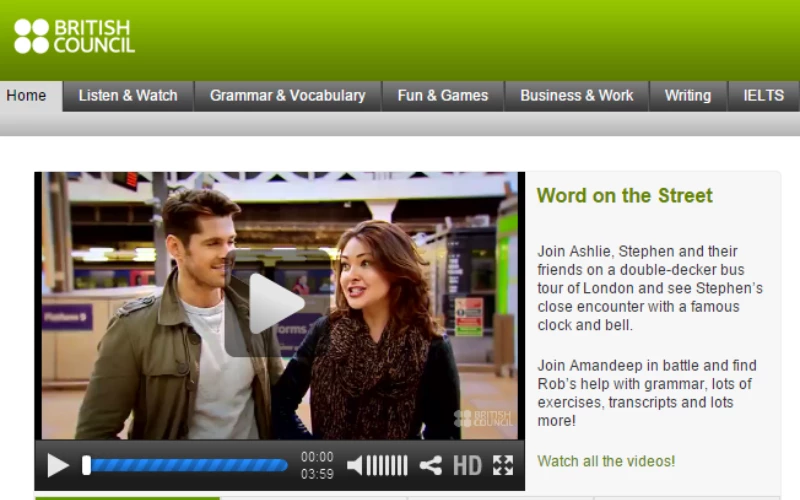 Website học tiếng Anh online British Council Learning English