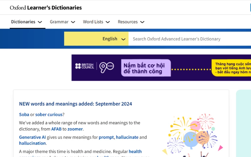 Học tiếng Anh online cùng Oxford Dictionary