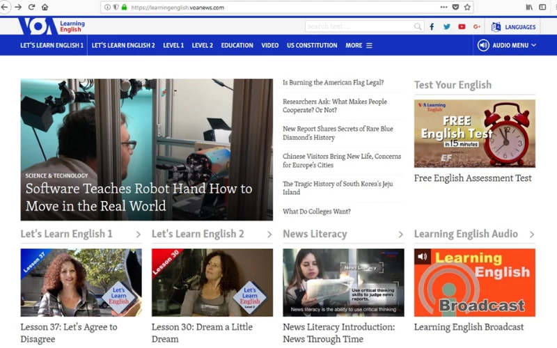 Web học tiếng Anh online miễn phí VOA Learning English