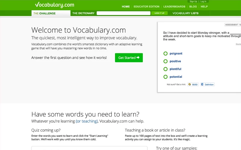 Website học từ vựng tiếng Anh online Vocabulary.com