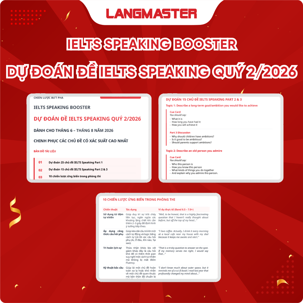 IELTS Speaking Booster: Dự đoán đề IELTS Speaking quý 2/2026