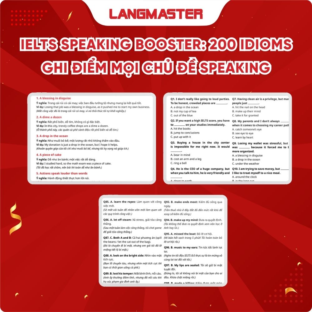 IELTS speaking booster: 200 idioms ghi điểm mọi chủ đề speaking
