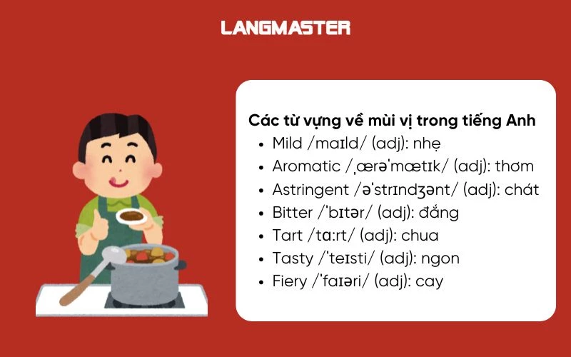 Từ vựng về mùi vị tiếng Anh