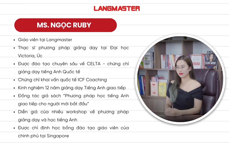 GIÁO VIÊN LANGMASTER: VŨ TRUNG THANH NGỌC