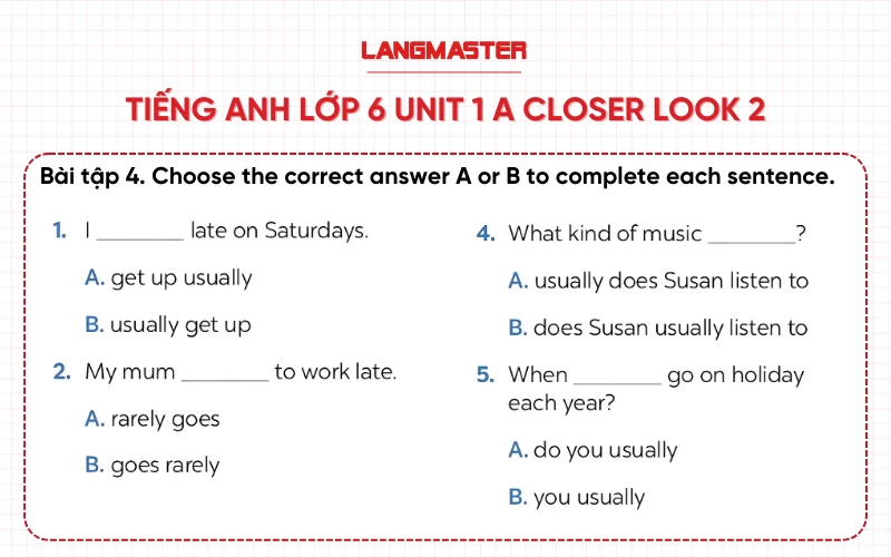 Bài 4 Tiếng Anh lớp 6 Unit 1 A Closer Look 2 Global Success