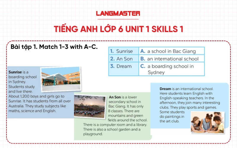 Bài 1 Tiếng Anh lớp 6 Unit 1 Skills 1 Global Success