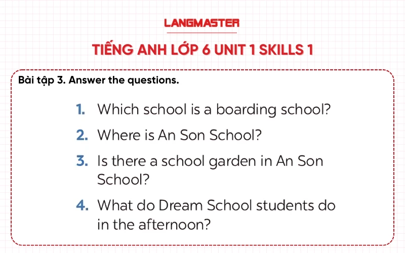 Bài 3 Tiếng Anh lớp 6 Unit 1 Skills 1 Global Success