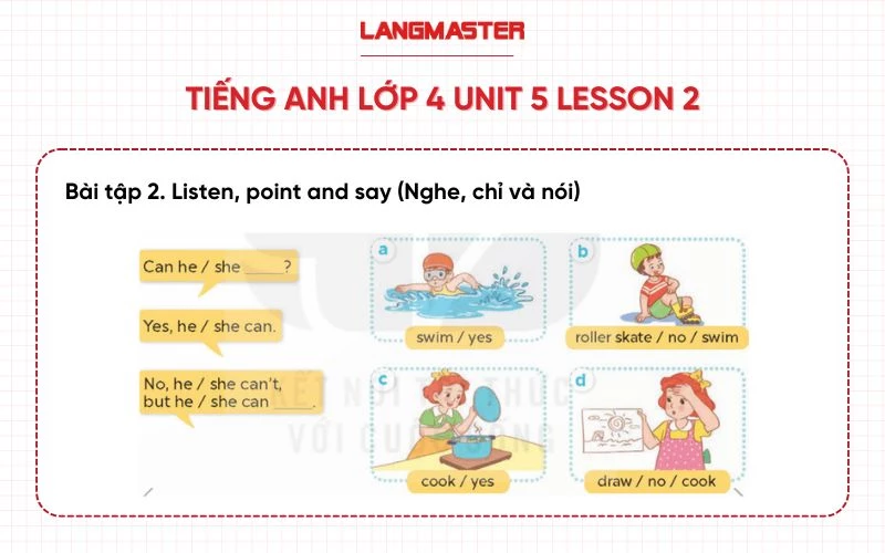 Tiếng anh lớp 4 unit 5 bài 2L2