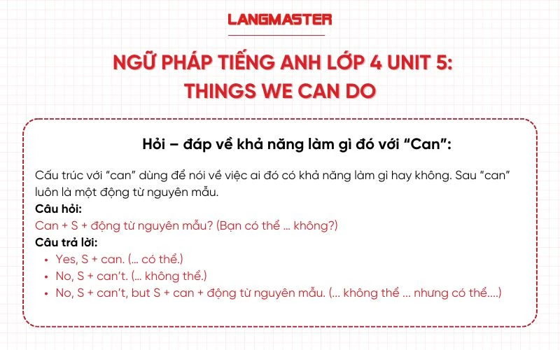 ngữ pháp tiếng anh lớp 4 unit 5