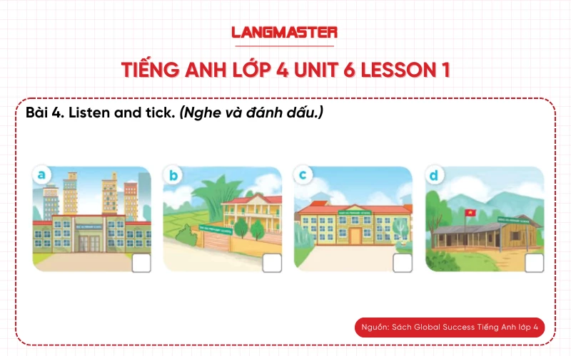 Bài 4 Tiếng Anh lớp 4 Unit 6 lesson 1 Global Success