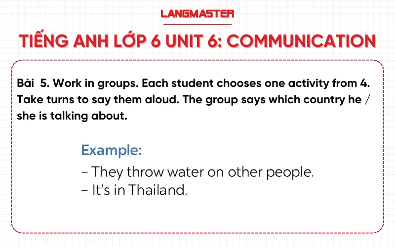 Bài 5 Tiếng Anh lớp 6 Unit 6 Communication sách Global Success