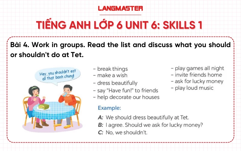 Bài 4 Tiếng Anh lớp 6 Unit 6 Skills 1 sách Global Success