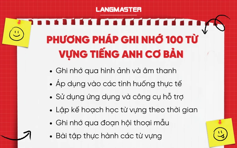 phương pháp ghi nhớ 100 từ vựng tiếng Anh thông dụng nhất