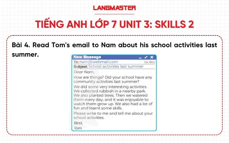 Bài 4 Tiếng Anh lớp 7 Unit 3 Skills 2 sách Global Success