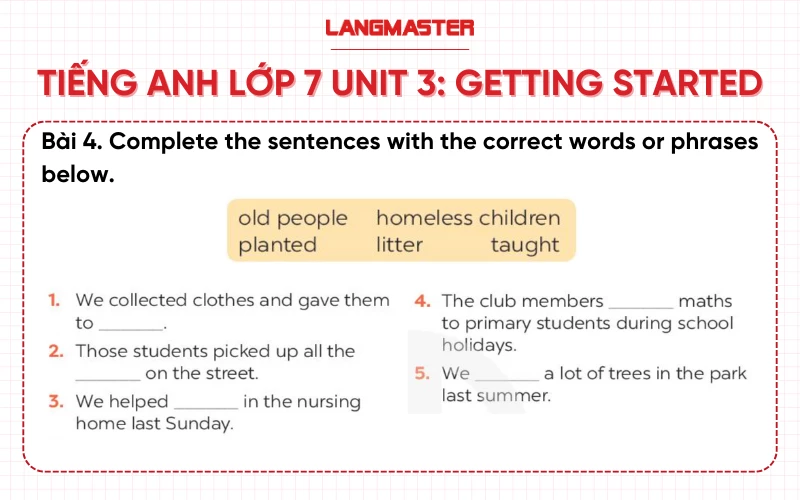 Bài 4 Tiếng Anh lớp 7 Unit 3 Getting Started sách Global Success