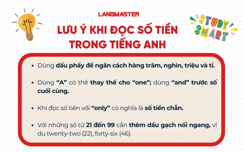 lưu ý khi đọc số tiền trong tiếng anh