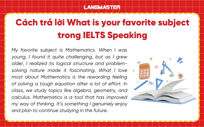 Câu trả lời mẫu What is your favorite subject IELTS