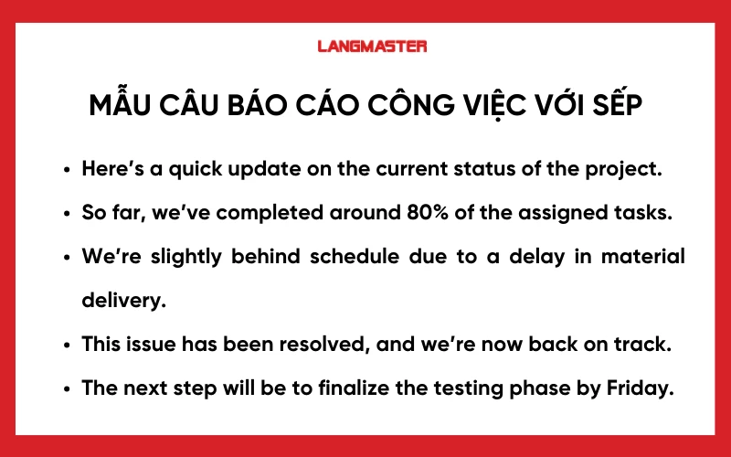 Tình huống báo cáo công việc với sếp