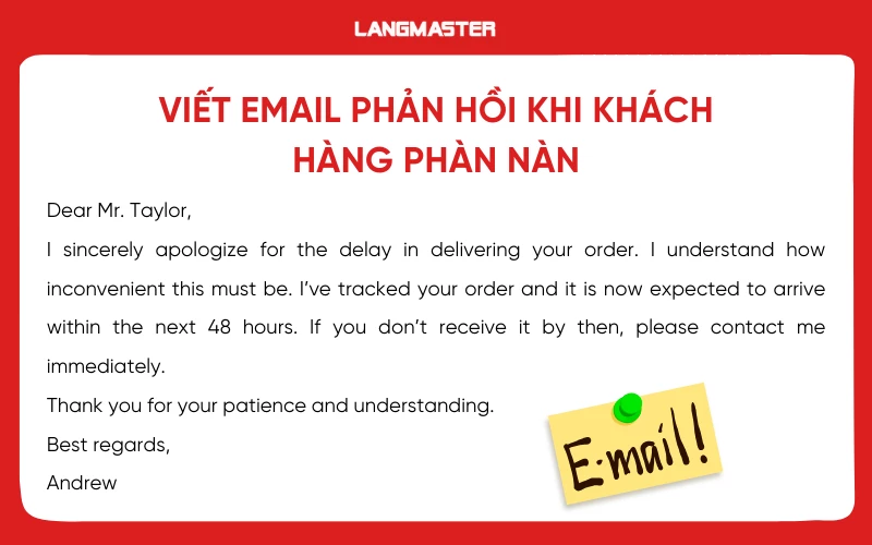 Viết email phản hồi khi khách hàng phàn nàn