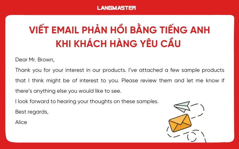Viết email phản hồi bằng tiếng Anh khi khách hàng yêu cầu về sản phẩm mẫu