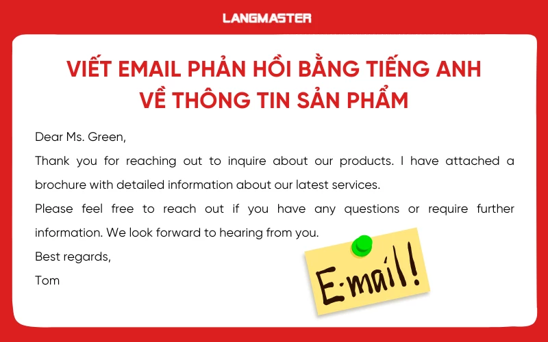 Viết email phản hồi bằng tiếng Anh về thông tin sản phẩm, dịch vụ