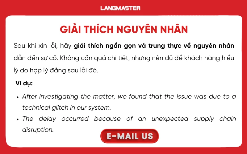 Giải thích nguyên nhân xin lỗi khách hàng bằng tiếng Anh