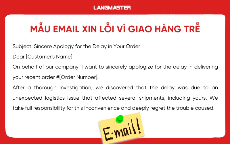 Mẫu email xin lỗi khách hàng bằng tiếng Anh đúng chuẩn