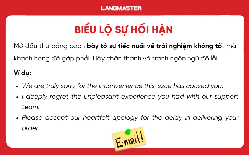 Phần thân thư (Email Body) xin lỗi khách hàng