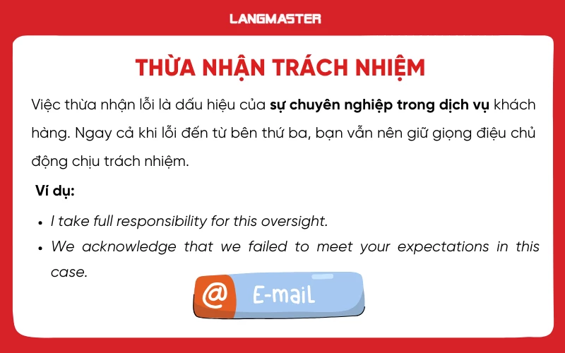 Thừa nhận trách nhiệm trong email xin lỗi khách hàng
