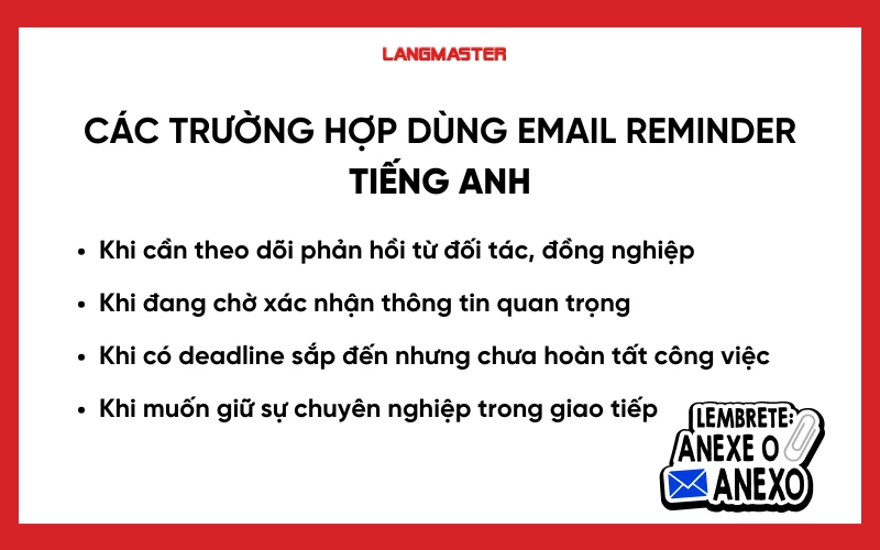 Các trường hợp dùng email reminder bằng tiếng Anh