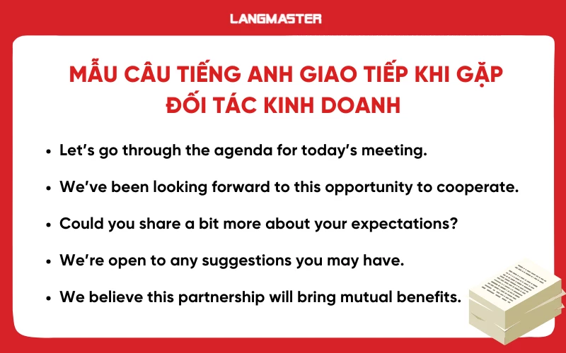 Mẫu câu tiếng Anh giao tiếp khi gặp đối tác kinh doanh