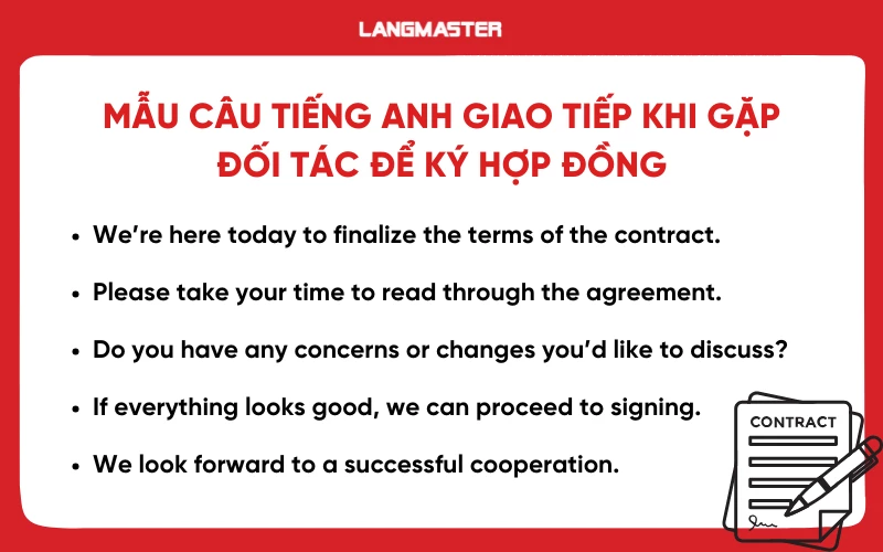 Mẫu câu tiếng Anh giao tiếp khi gặp đối tác để ký hợp đồng