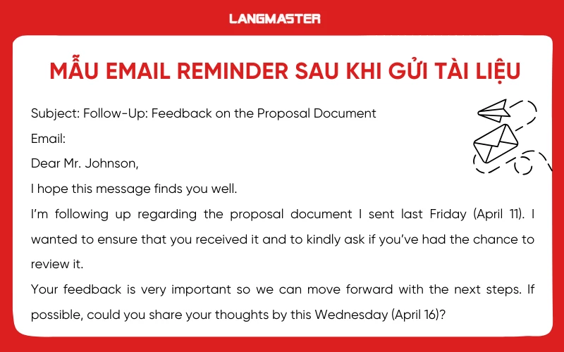 Các mẫu email reminder bằng tiếng Anh chuẩn nhất