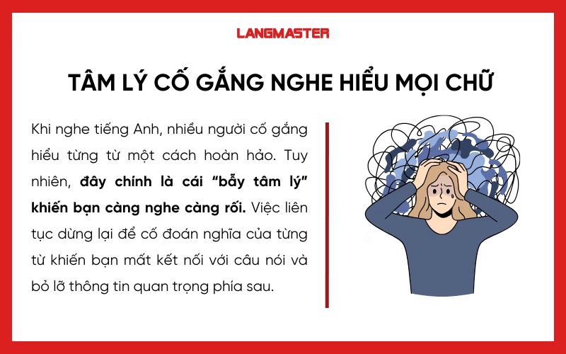 Tâm lý cố gắng nghe hiểu được mọi chữ