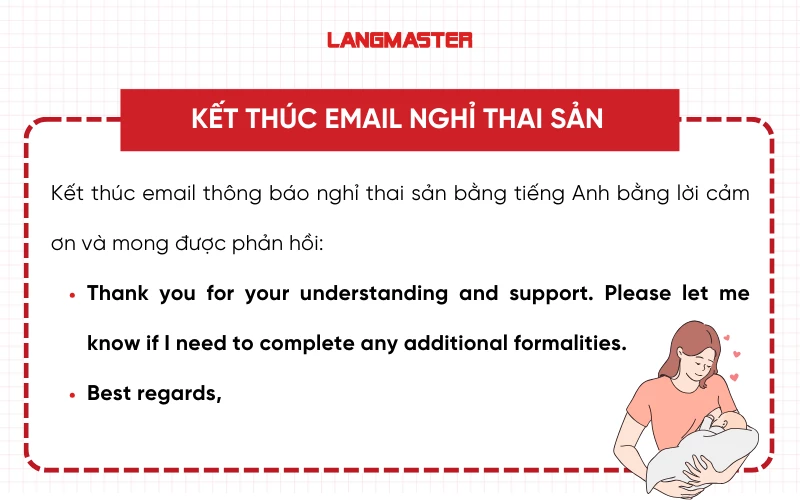 Kết thúc email thông báo nghỉ thai sản bằng tiếng Anh