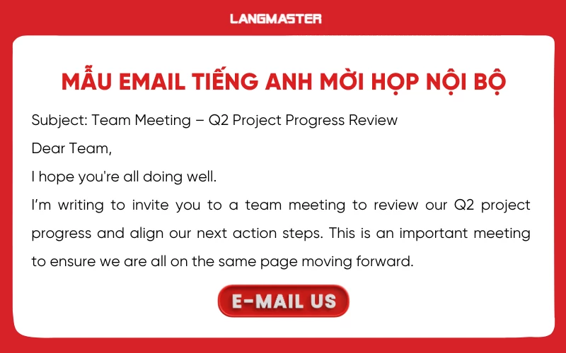 Mẫu email tiếng Anh mời họp nội bộ