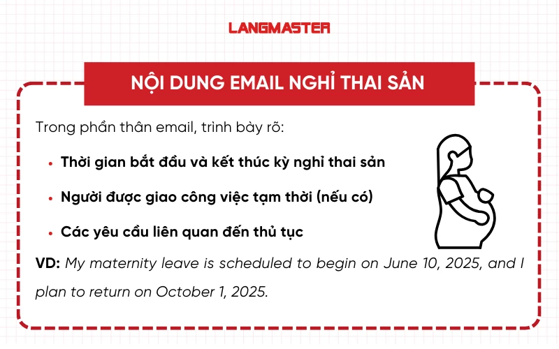 Nội dung email thông báo nghỉ thai sản bằng tiếng Anh