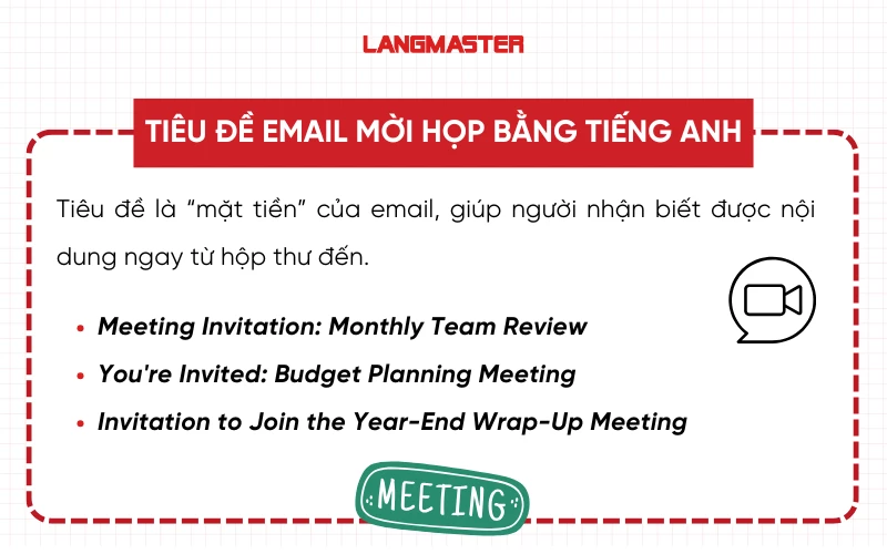 Cấu trúc email mời họp bằng tiếng Anh tại công ty