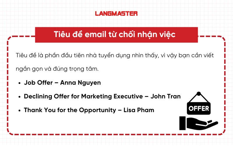 Cấu trúc của email từ chối nhận việc bằng tiếng Anh