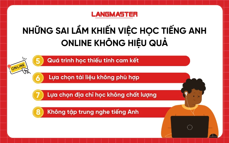 Sai lầm khiến việc học tiếng Anh online kém hiệu quả