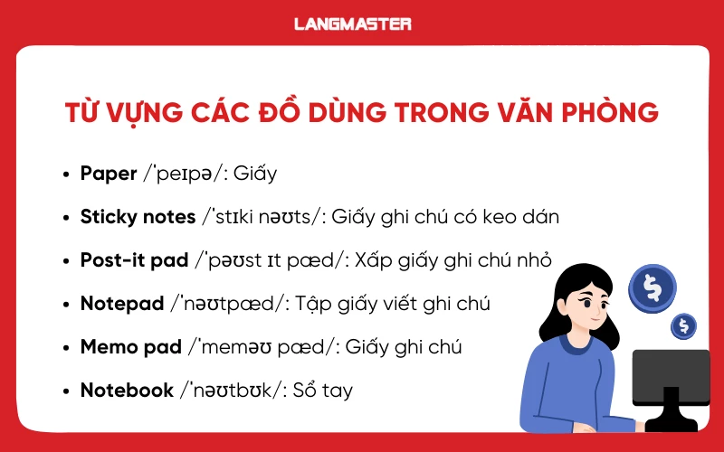 Từ vựng các đồ dùng trong văn phòng công sở