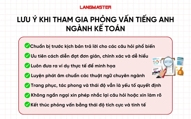Lưu ý khi tham gia phỏng vấn tiếng Anh kế toán