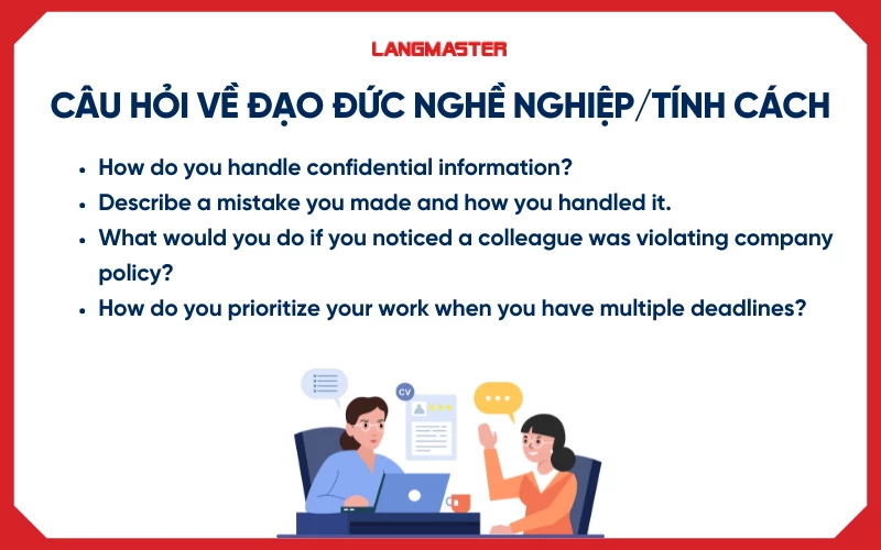 Câu hỏi về đạo đức nghề nghiệp và tính cách (Work ethics & personality)