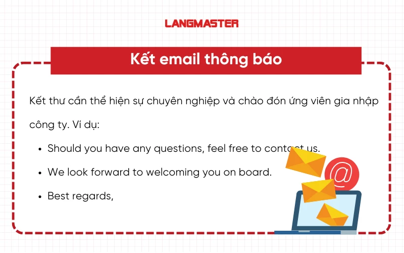 Kết email thông báo trúng tuyển tiếng Anh
