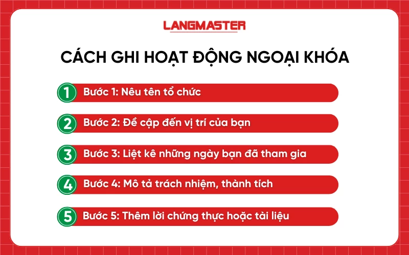 Cách ghi hoạt động ngoại khóa trong CV tiếng Anh chuẩn