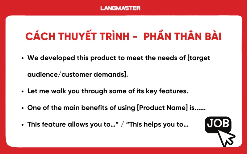 Giới thiệu sản phẩm bằng tiếng Anh phần thân bài