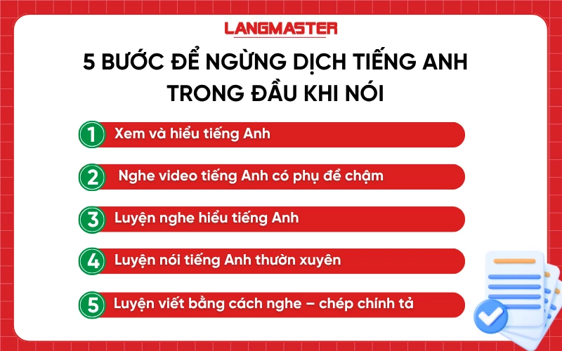 5 Bước để ngừng dịch tiếng Anh trong đầu