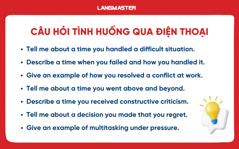 Câu hỏi phỏng vấn qua điện thoại về tình huống (behavioral questions)
