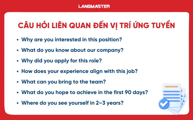 Câu hỏi liên quan đến vị trí ứng tuyển