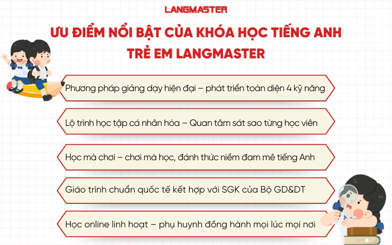 Những ưu điểm nổi bật của khóa học tiếng Anh trẻ em tại Langmaster